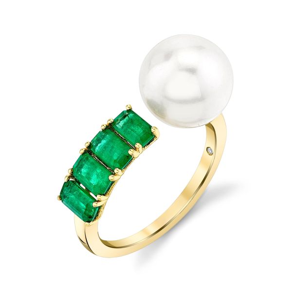 PEARL & EMERALD FLOATING RING