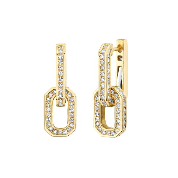 DIAMOND 3 IN 1 PAVE GRADUAL DECO LINK DROP EARRINGS