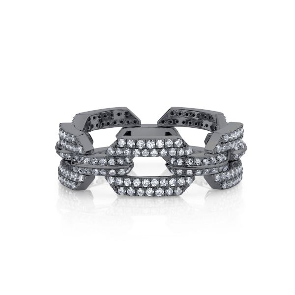 DIAMOND PAVE DOME FLAT LINK RING