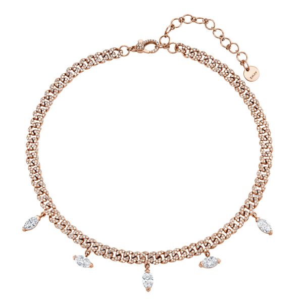 DIAMOND MARQUISE DROP MINI LINK NECKLACE