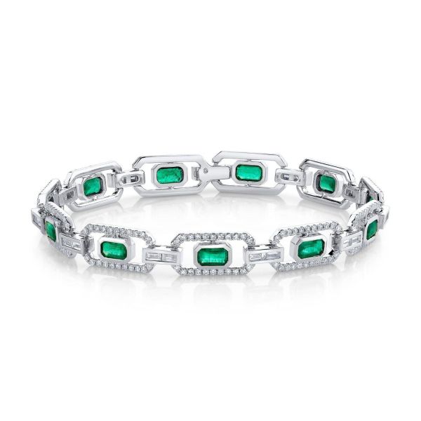 EMERALD & DIAMOND HALO LINK BRACELET