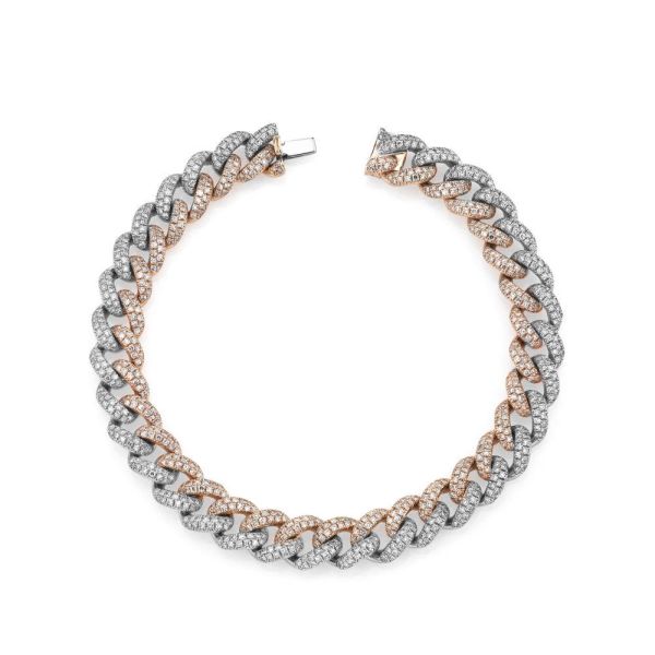 DIAMOND TWO-TONE MEDIUM PAVE LINK BRACELET