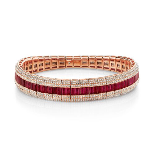 PAVE DIAMOND SCALES & RUBY STRETCH BRACELET