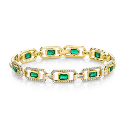 EMERALD & DIAMOND HALO LINK BRACELET