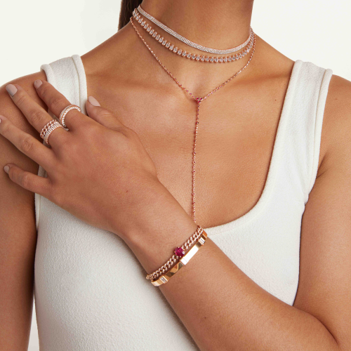 RUBY OVAL PAVE MINI LINK BRACELET