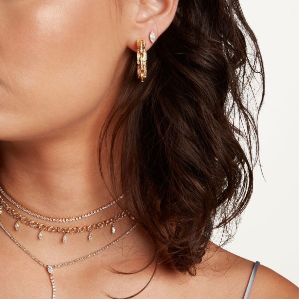 DIAMOND DECO LINK HOOPS