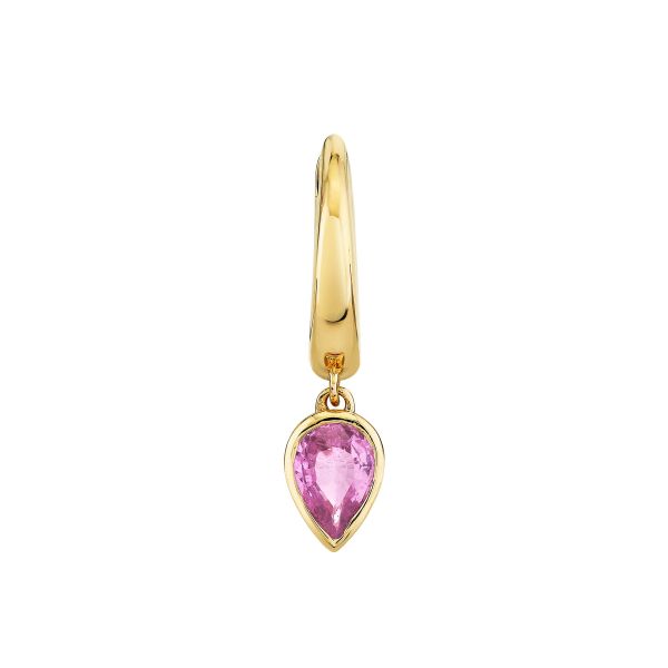 SINGLE PINK SAPPHIRE PEAR DROP HUGGIE