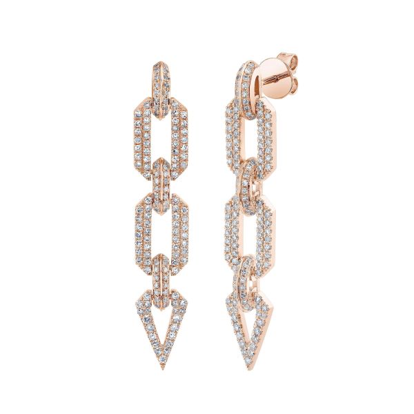 DIAMOND PAVE GEO LINK EARRINGS