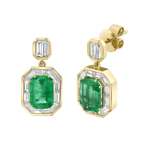 EMERALD HALO DROP EARRINGS