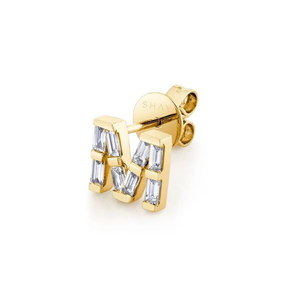 DIAMOND BAGUETTE SINGLE INITIAL STUD