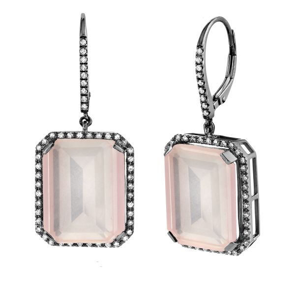 LIGHT PINK CRYSTAL PORTRAIT EARRINGS