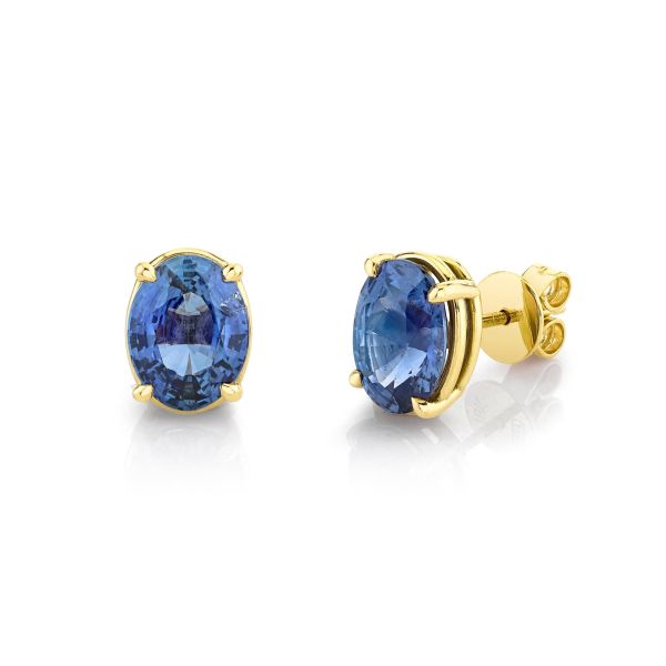 BLUE SAPPHIRE OVAL STUDS