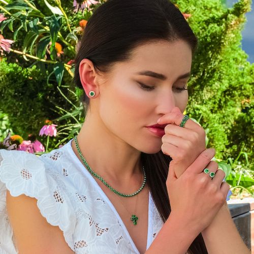 Emerald & White Diamond Earrings Yul