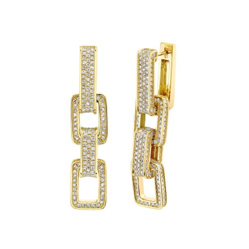 DIAMOND PAVE TRIPLE DECO LINK EARRINGS