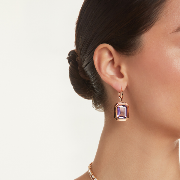 READY TO SHIP AMETHYST PORTRAIT STEP EARRINGS