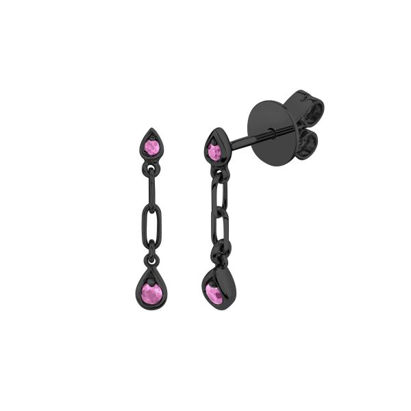 MINI ME PINK SAPPHIRE DANGLE DROP STUDS
