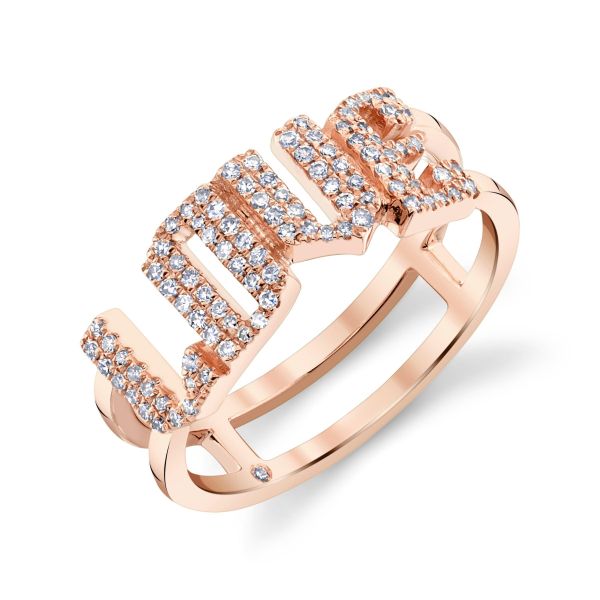DIAMOND PAVE PERSONALIZED STACKED 4 LETTER RING