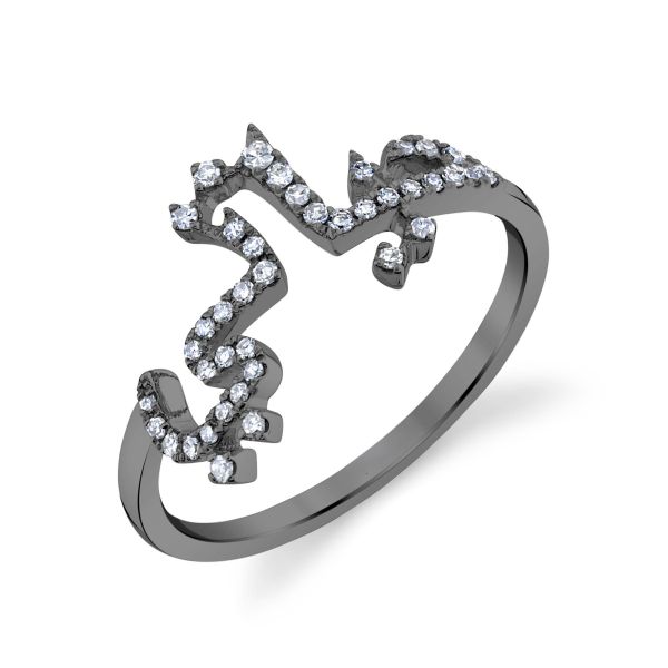 DIAMOND PAVE PERSONALIZED 6 LETTER ARABIC RING