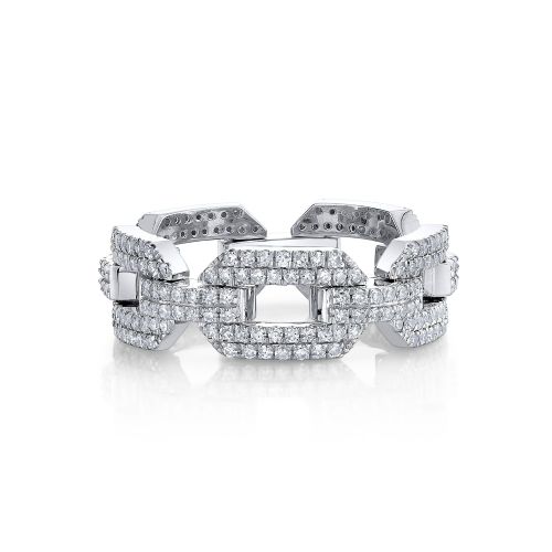 DIAMOND PAVE FLAT GEO LINK RING