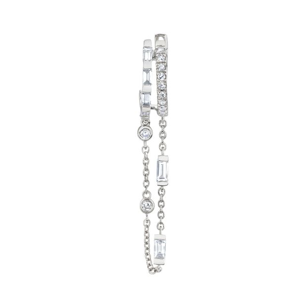 SINGLE DIAMOND DOUBLE MIXED FRINGE HUGGIE