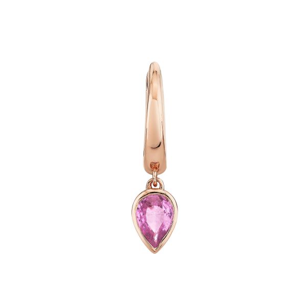 SINGLE PINK SAPPHIRE PEAR DROP HUGGIE