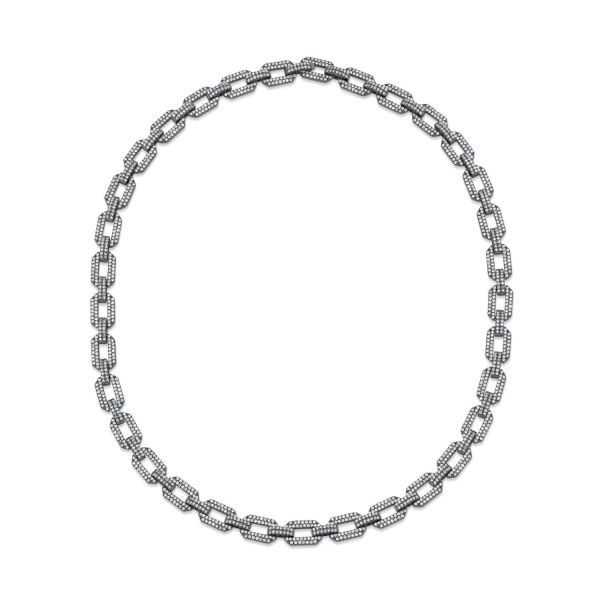 DIAMOND PAVE FLAT GEO LINK NECKLACE