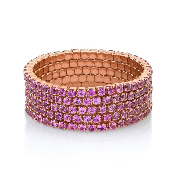 PINK SAPPHIRE 5 THREAD STACK RING
