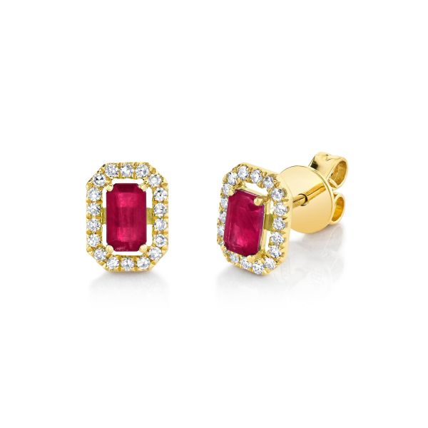 MINI ME DIAMOND HALO RUBY STUDS