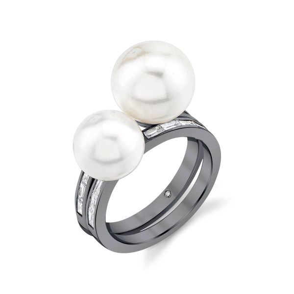 PEARL & DIAMOND BAGUETTE 2 IN 1 RING