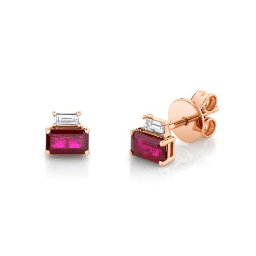 DIAMOND & RUBY TWO STEP STUDS