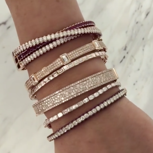 DIAMOND EMERALD CUT TENNIS BRACELET, 7cts