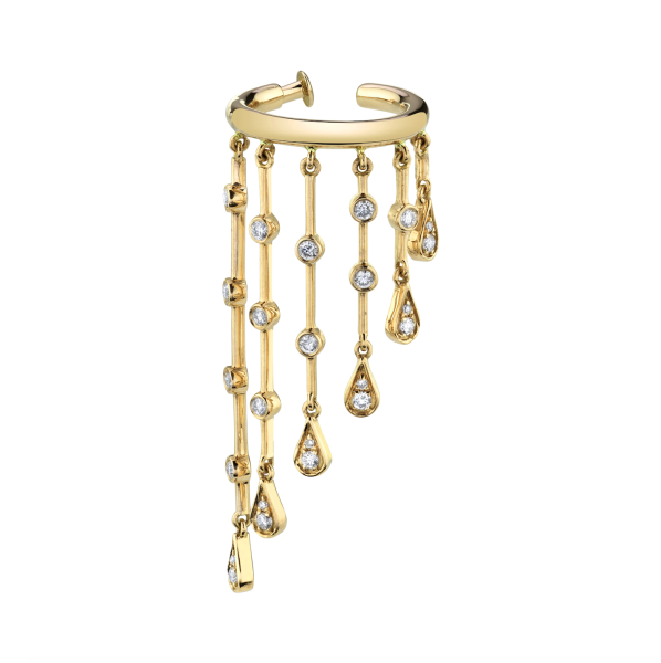 DIAMOND GRADUAL BEZEL TEARDROP EAR CUFF