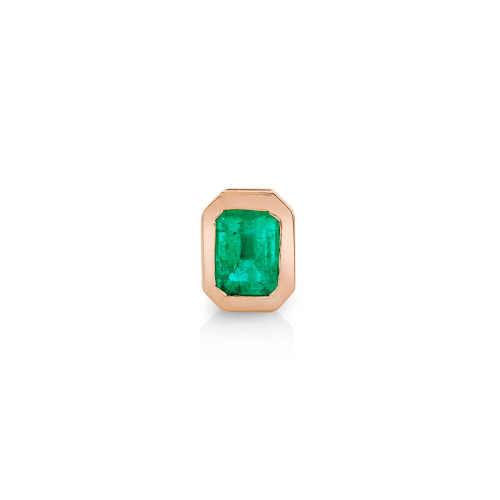 SINGLE EMERALD BEZEL SET STUD