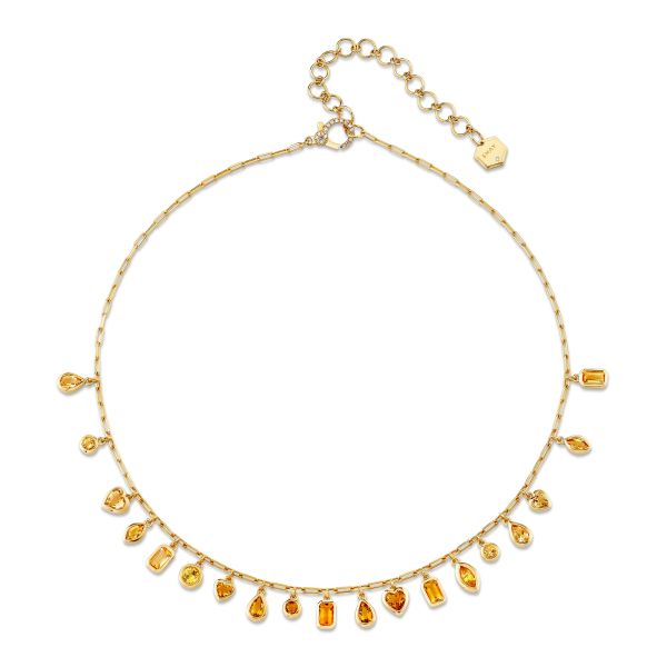 YELLOW SAPPHIRE & CITRINE BEZEL MIXED DROP NECKLACE