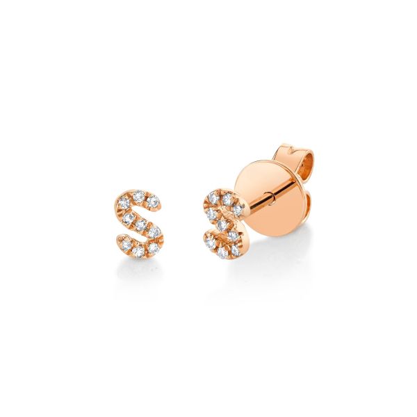 MINI ME DIAMOND PAVE SINGLE INITAL STUD, SMALL