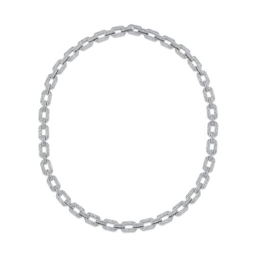 DIAMOND PAVE FLAT GEO LINK NECKLACE