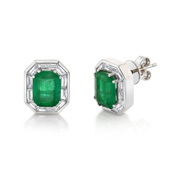EMERALD HALO STUDS