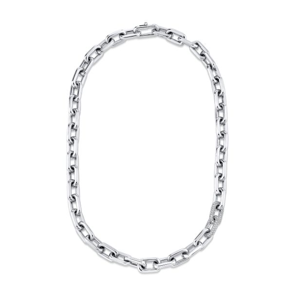DIAMOND DOUBLE PAVE PAVE CABLE LINK NECKLACE