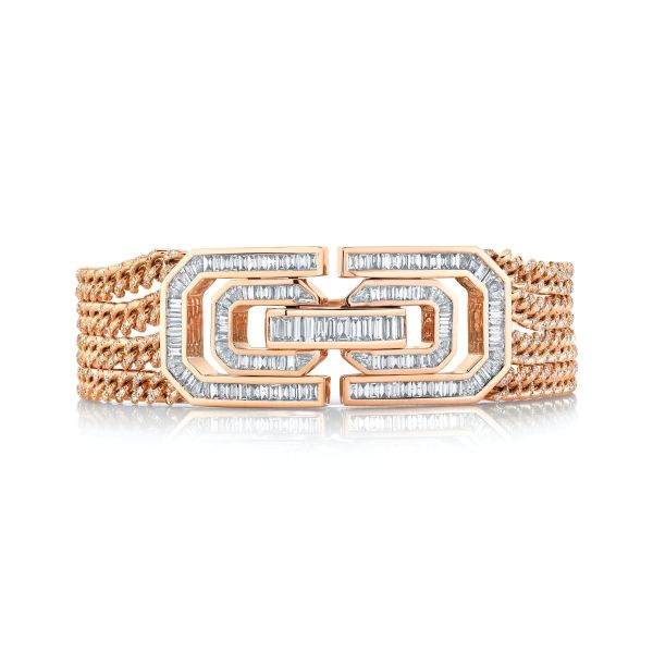 DIAMOND BAGUETTE DECO LOCK LINK BRACELET