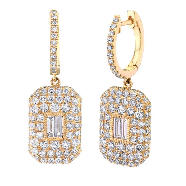 DIAMOND PAVE BAGUETTE DROP EARRINGS
