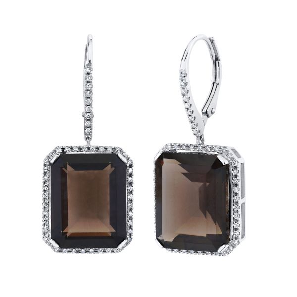 BROWN TOPAZ & DIAMOND PORTRAIT EARRINGS