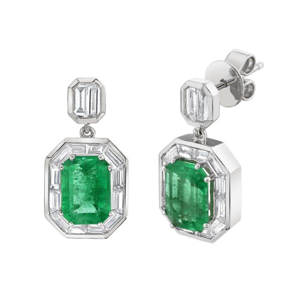 EMERALD HALO DROP EARRINGS