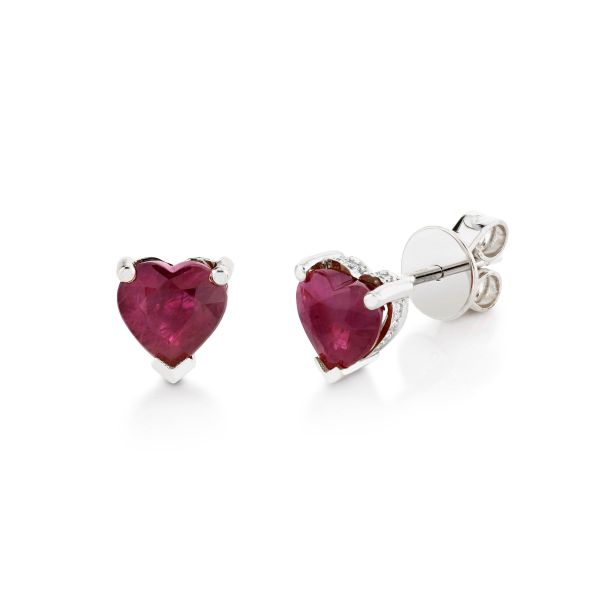 RUBY HEART HALO STUDS