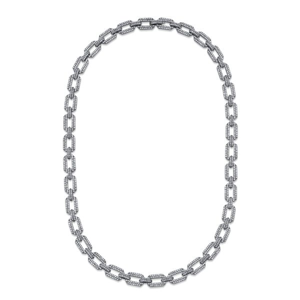 DIAMOND PAVE DOME FLAT LINK NECKLACE