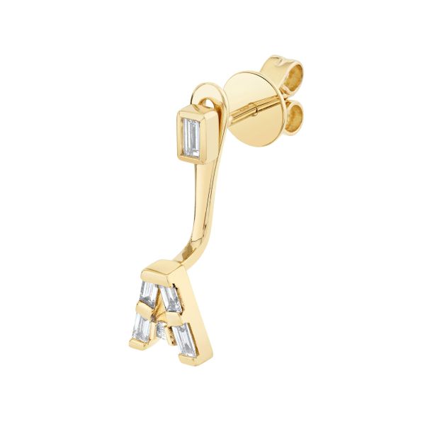 DIAMOND BAGUETTE SINGLE INITIAL EAR JACKET