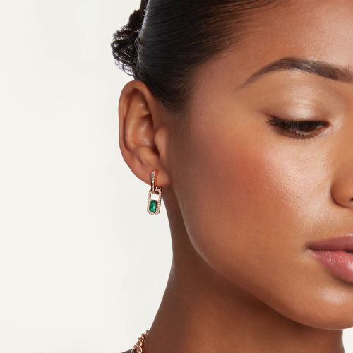 EMERALD & DIAMOND HALO LINK EARRING