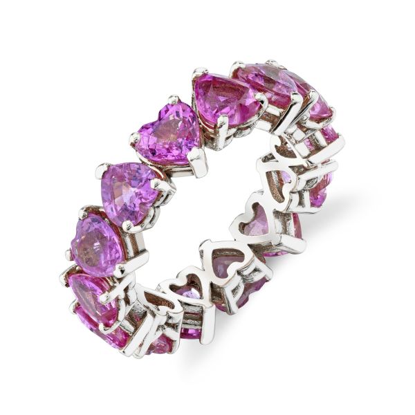 PINK SAPPHIRE HEART ETERNITY BAND