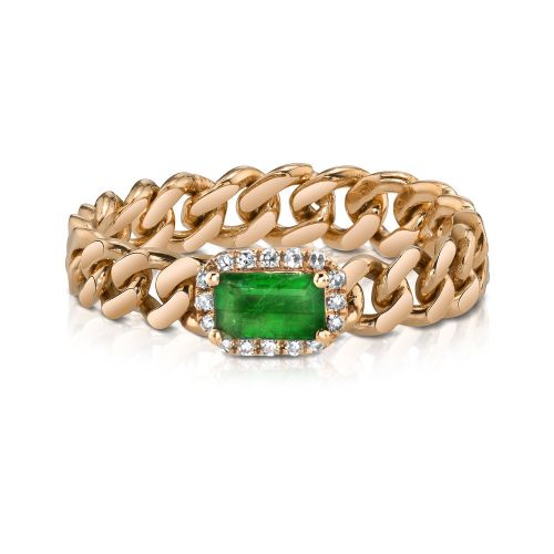 RECTANGLE EMERALD BABY LINK RING