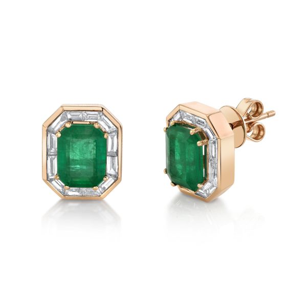 EMERALD HALO STUDS