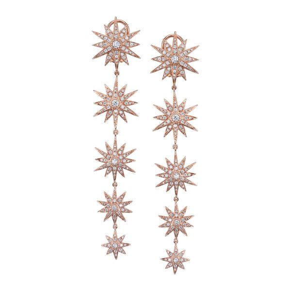 READY TO SHIP DIAMOND FIVE STAR DROP EARRINGS